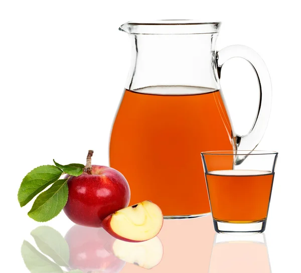 Elma suyu cam ve sürahi — Stok fotoğraf