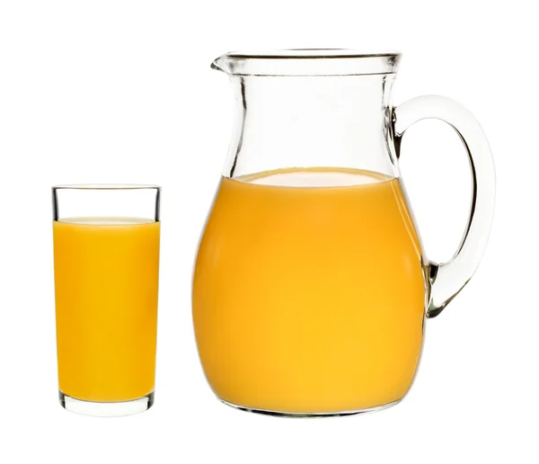 Bir cam ve sürahi şeftali suyu — Stok fotoğraf