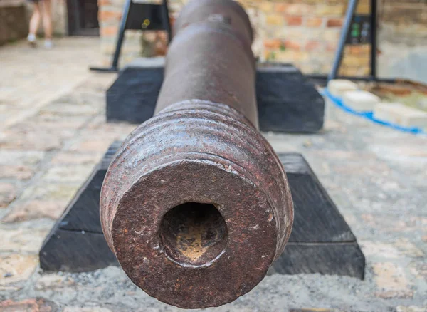 Een Kanon Uit 15E Eeuw Verdedigde Muren Van Het Kasteel — Stockfoto