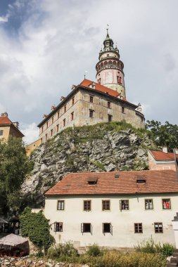 Cesky Krumlov Şatosu Kulesi ve Vltava Nehri 'nde rafting, Çek Cumhuriyeti