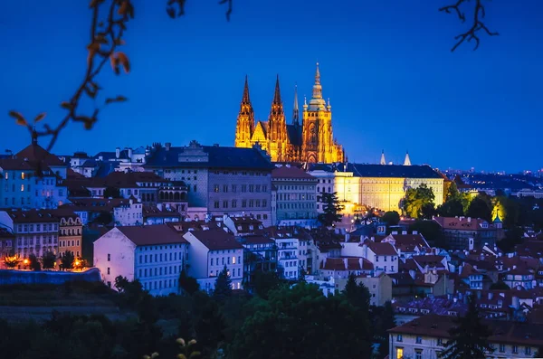 Catedral San Vito Con Castillo Praga Durante Crepúsculo Praga República — Foto de Stock