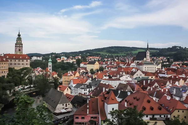 Tavaszi Panoráma Légi Kilátás Cesky Krumlov Cseh Köztársaság — Stock Fotó