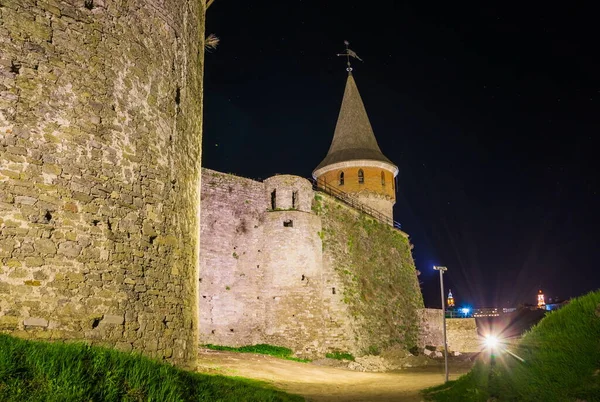 View Towers Walls Kamianets Podilskyi Castle Night Stone Bastion Ancient Stock Picture