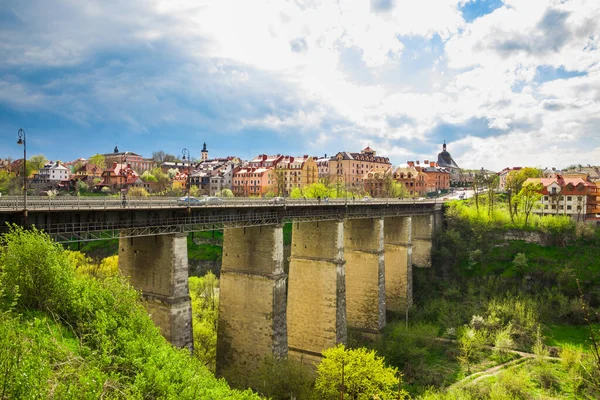 Piękny Most Nad Kanionem Mieście Kamenets Podolsky Most Historycznej Części — Zdjęcie stockowe