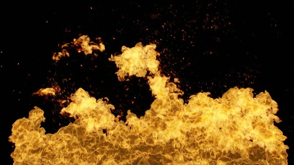 Siyah Üzerine 3B Soyut Alev Duvarı Arkaplanı