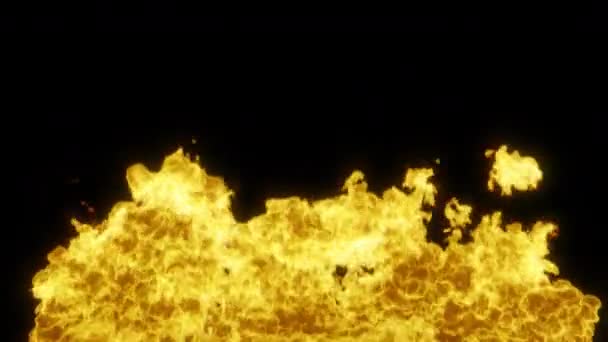 4k Animerad Loop of Flame Wall bakgrund på svart — Stockvideo
