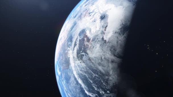 4k video 3D renderizado Animación del vuelo espacial alrededor del planeta Tierra. Vista desde el espacio en el continente norteamericano — Vídeos de Stock