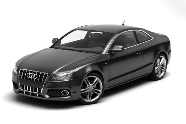 3D renderizado cupé coche de lujo negro brillante, aislado sobre fondo blanco Imagen de stock