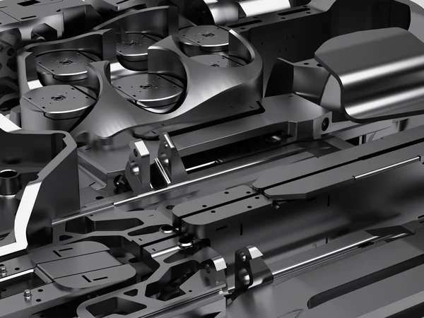 Sim robot portre ayrıntıları ve mekanizmaları soyut baclground krom