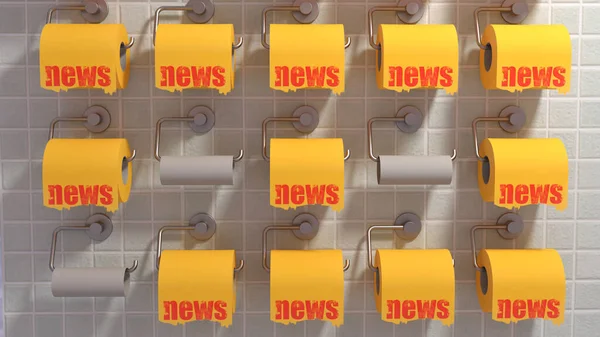 fake news. writing on toilet paper in the toilet. 3d render