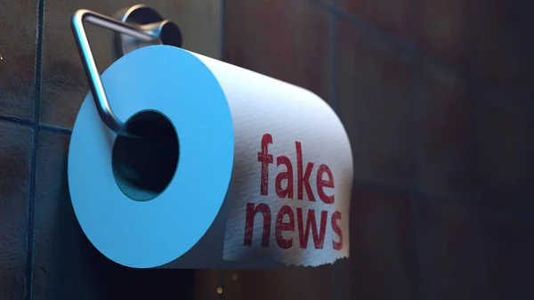 fake news. writing on toilet paper in the toilet. 3d render
