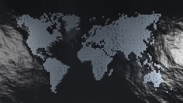 Animação Mapa Pixels Mundo Está Desmoronar — Vídeo de Stock