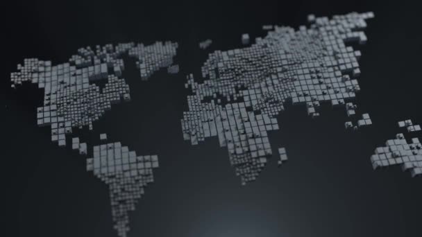 Animación Bucle Pixelado Mapa Del Mundo Con Efecto Dominó — Vídeo de stock