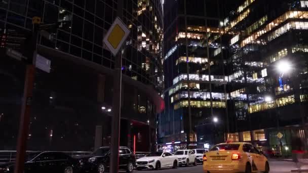 Tours Quartier Des Affaires Moscou Nuit Succès Des Entreprises Finance — Video