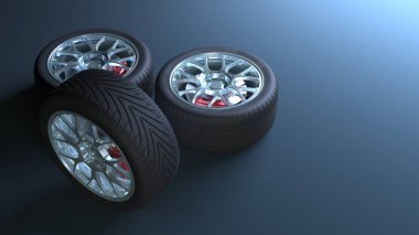 Birkaç otomatik tekerlek üst görünüm seti