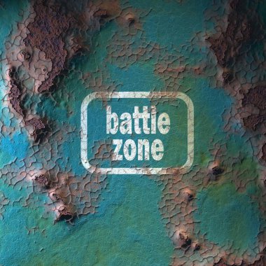 Paslı demir yüzeyi ve soyulmuş boya. Yazıt 