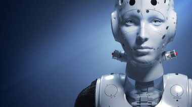 Robot kadın, bilim kurgu kadın sinir ağlarının ve yapay zekanın gelecekteki dijital dünyası.