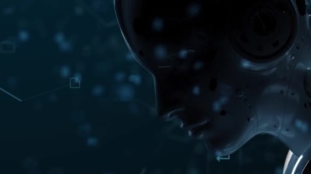ロボット女性ニューラルネットワークの未来のデジタル世界のSf女性アニメーション人工知能 — ストック動画