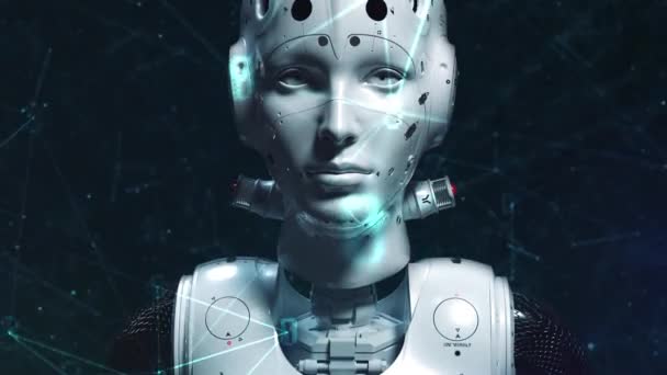 Robot Kvinna Sci Kvinna Animation Den Digitala Världen Framtiden För — Stockvideo