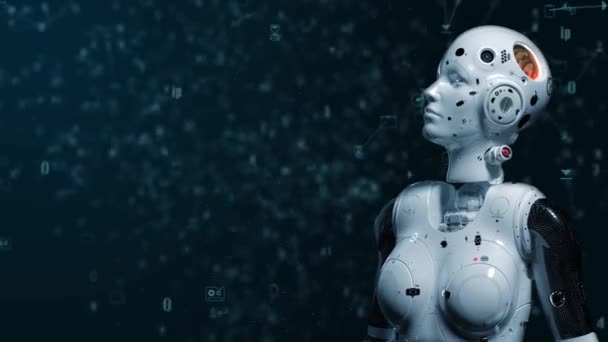 Robot Kvinna Sci Kvinna Animation Den Digitala Världen Framtiden För — Stockvideo