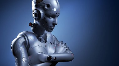 Robot kadın, bilim kurgu kadın sinir ağlarının ve yapay zekanın gelecekteki dijital dünyası.