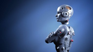 Robot kadın, bilim kurgu kadın sinir ağlarının ve yapay zekanın gelecekteki dijital dünyası.