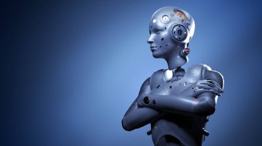 Robot kadın, bilim kurgu kadın sinir ağlarının ve yapay zekanın gelecekteki dijital dünyası.