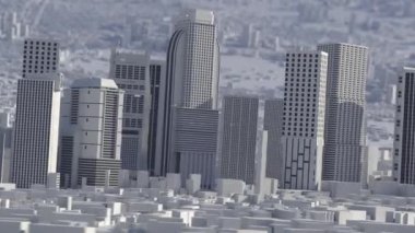 Geleceğin büyük şehri. pürüzsüz kameralı şehir binalarının canlandırması