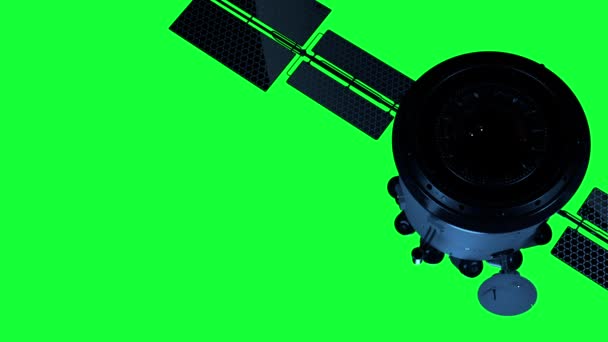 Satélite Artificial Tierra Satélite Vuela Espacio Animación Con Fondo Verde — Vídeo de stock