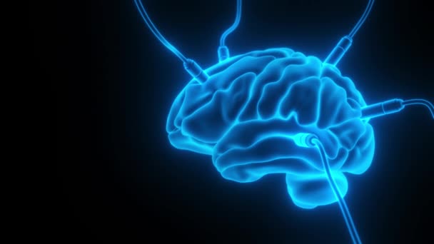 Inteligencia Artificial Imagen Del Cerebro Con Diferentes Puntos Conectados Transmitiendo — Vídeo de stock