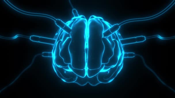 Intelligence Artificielle Image Cerveau Avec Différents Dachiks Connectés Lui Transmettant — Video