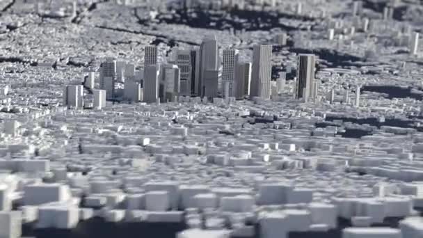 Wielkie Miasto Przyszłości Animacja Budynków Miejskich Płynnym Zoomem Kamery — Wideo stockowe