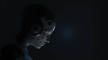 Koyu arkaplanda robot kafası