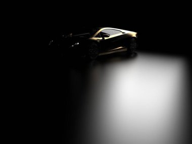 Siyah arka planda bir spor araba.