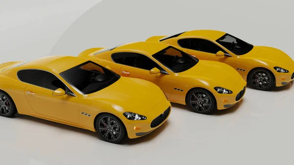 auto yellow. 3d illustration of fragments of vehicles on a white background.