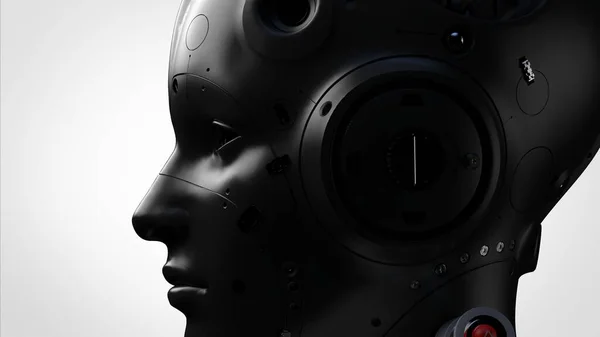 Robot bir kadının portresi. Teknoloji ve oyunlar konularında soyutlama. 3d illüstrasyon
