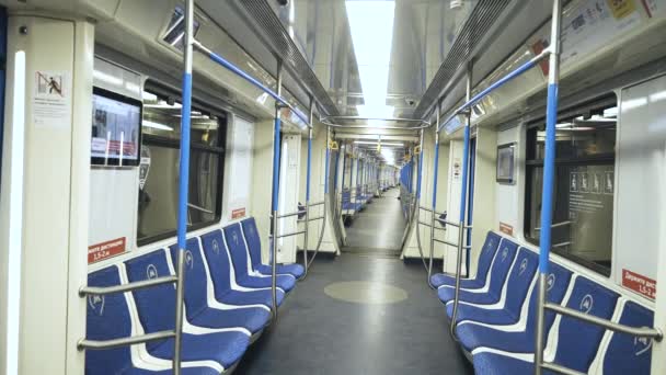 Metropolitana Vagoni Della Metropolitana Vuoti Filmati Durante Viaggio Treno — Video Stock