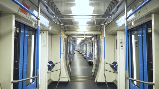 Metro Wagons Vides Filmés Pendant Voyage Train — Video