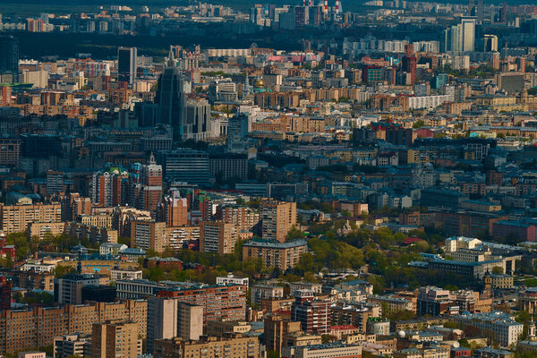 The image of the city of Moscow was shot from a large height