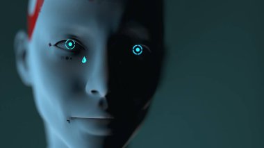 Robot bir kadının portresi. Makine zekasının duygu ve hislerini yakından incele.