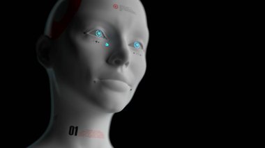 Robot bir kadının portresi. Makine zekasının duygu ve hislerini yakından incele.