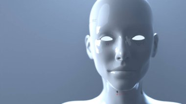 Robot kadın portresi. Robot bilimi ve yapay zeka kavramını kapat.