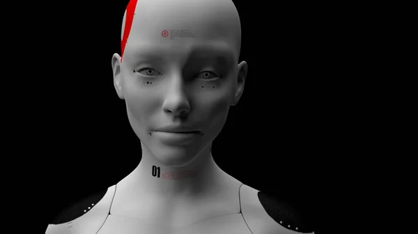 Portretten Van Een Vrouwelijke Robot Een Neutrale Achtergrond Concept Van — Stockfoto