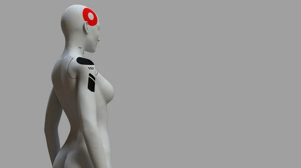 Retratos Robô Fêmea Conceito Fundo Neutro Robótica Inteligência Artificial — Fotografia de Stock