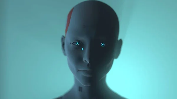 Portrait Une Robot Femme Close Concept Émotions Sentiments Intelligence Machine — Photo