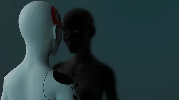 Porträt Einer Roboterfrau Nahaufnahme Von Robotik Und Künstlicher Intelligenz — Stockfoto