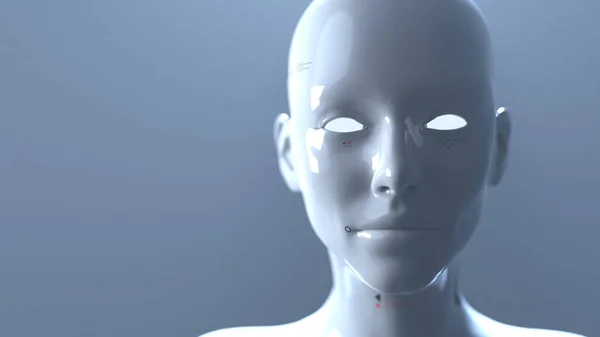 Robot kadın portresi. Robot bilimi ve yapay zeka kavramını kapat.