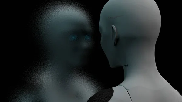 Portrait Une Robot Femme Close Concept Robotique Intelligence Artificielle — Photo