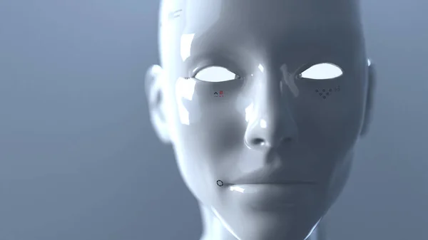 Portret Kobiety Robot Zbliżenie Koncepcja Robotyki Sztucznej Inteligencji — Zdjęcie stockowe