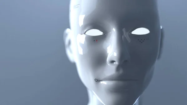 Robot kadın portresi. Robot bilimi ve yapay zeka kavramını kapat.
